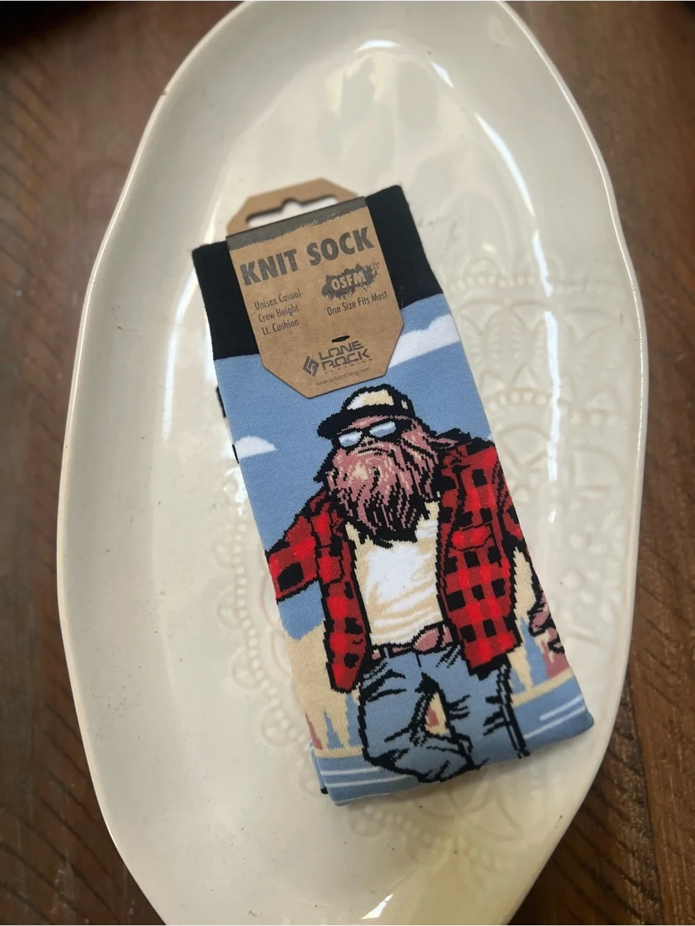 Lone Rock Clothing Bigfoot Pixel Art Knit Crew Socks OSFM NWT